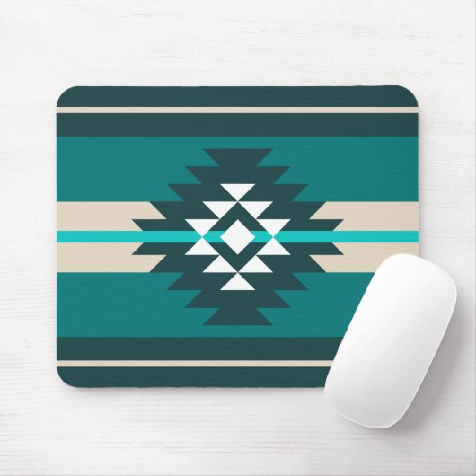 Tapis De Souris Design aztèque en couleur turquoise (Avec souris)