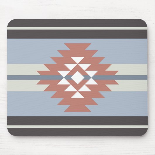 Tapis De Souris Design aztèque en rose et bleu (Devant)