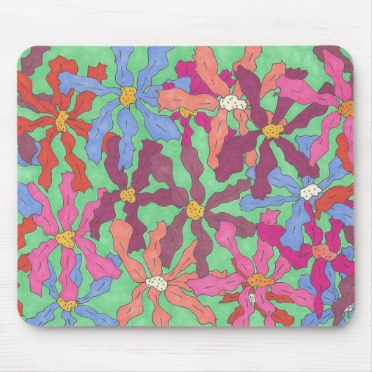 Tapis De Souris Design Boho Motif à fleurs rétro (Devant)