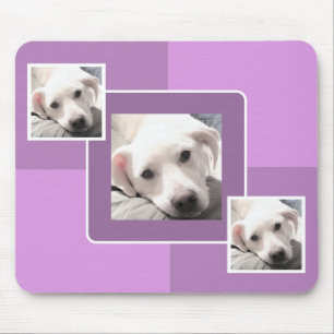Tapis De Souris Design Carré moderne simple à trois photos violet