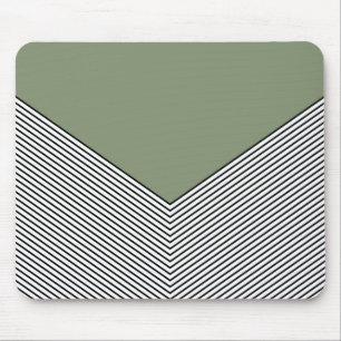 Tapis De Souris Design de chevrons noir et blanc et triangle vert