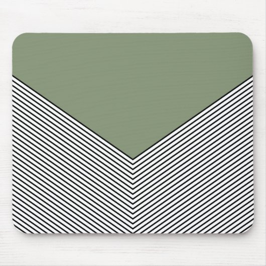 Tapis De Souris Design de chevrons noir et blanc et triangle vert (Devant)
