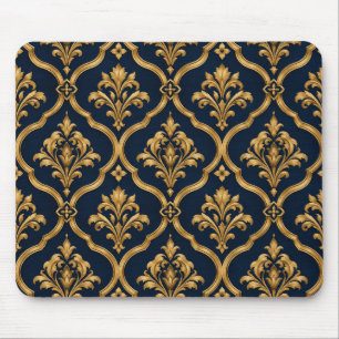 Tapis De Souris Design de motif vintage élégant en or et damas mar