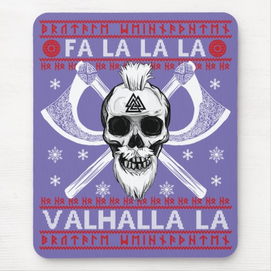 Tapis De Souris Design de Noël moche Fa-La-La-Valhalla Viking Val (Devant)