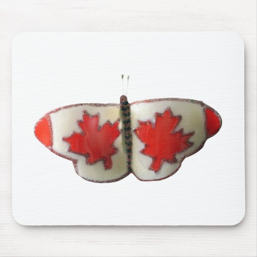 Tapis De Souris Design de papillon du drapeau canadien (Devant)