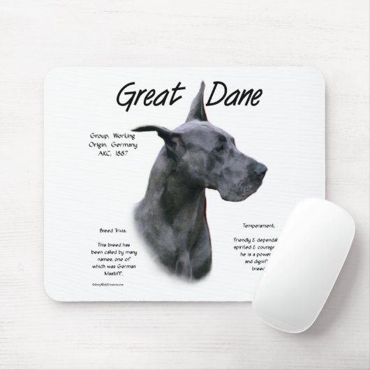 Tapis De Souris Design d'histoire Blue Great Dane (Avec souris)