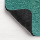 Tapis De Souris Design floral en cuir en daim vert (Coin)
