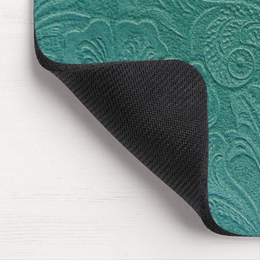 Tapis De Souris Design floral en cuir en daim vert (Coin)