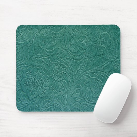 Tapis De Souris Design floral en cuir en daim vert (Avec souris)