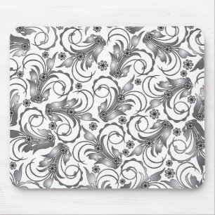 Tapis De Souris design floral gris