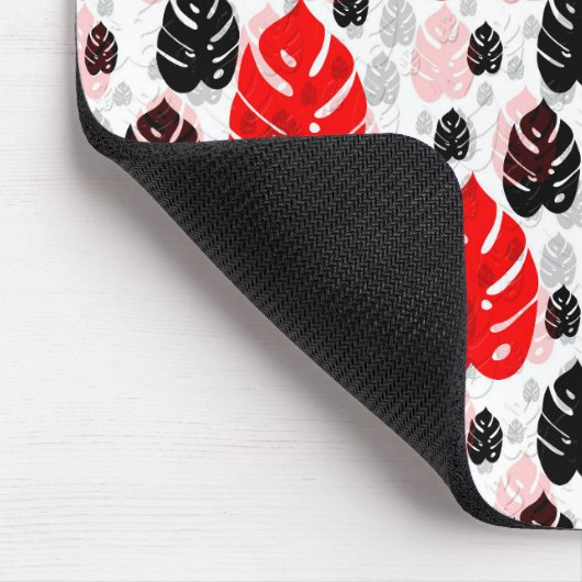 Tapis De Souris Design Motif d'illustration de feuille noire rouge (Coin)