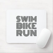 Tapis De Souris Design noir de triathlon (Avec souris)
