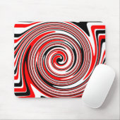 Tapis De Souris Design psychédélique rouge blanc et noir (Avec souris)