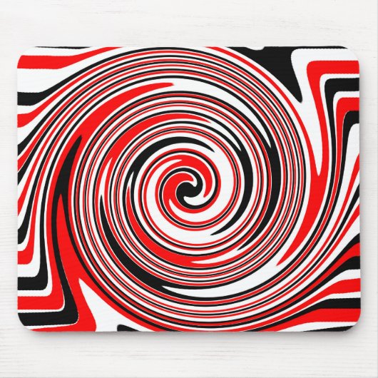 Tapis De Souris Design psychédélique rouge blanc et noir (Devant)