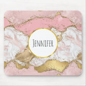 Tapis De Souris Design Rose de luxe en marbre rose or (Devant)
