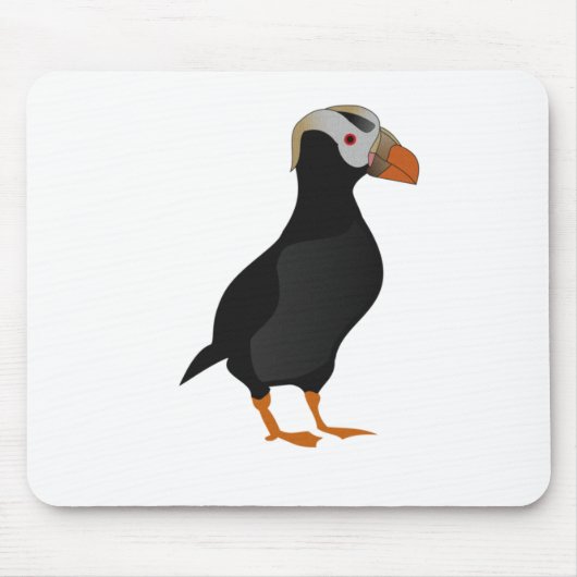 Tapis De Souris Dessin à carreaux de puffin dressé (Devant)