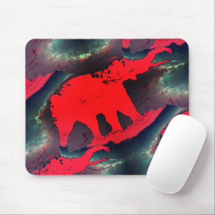 Tapis De Souris dessin Abstrait d'éléphant rouge, effet très rusti