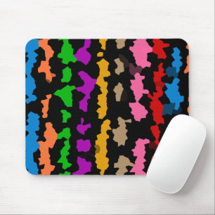 Tapis De Souris Dessin abstrait irrégulier coloré noir 