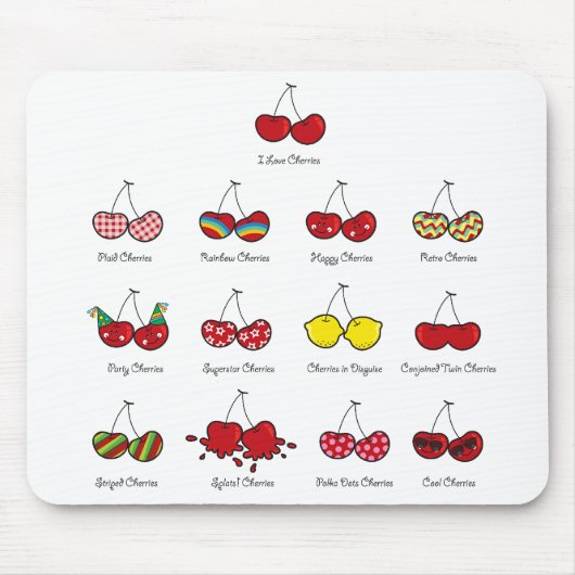 Tapis De Souris Dessin amusant Comique drôle Cheeky Red Cherries C (Devant)