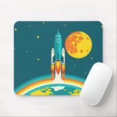 Tapis De Souris Dessin animé de fusée spatiale mignonne (Avec souris)