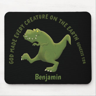 Tapis De Souris Dessin animé drôle de T rex Dieu a créé chaque cré