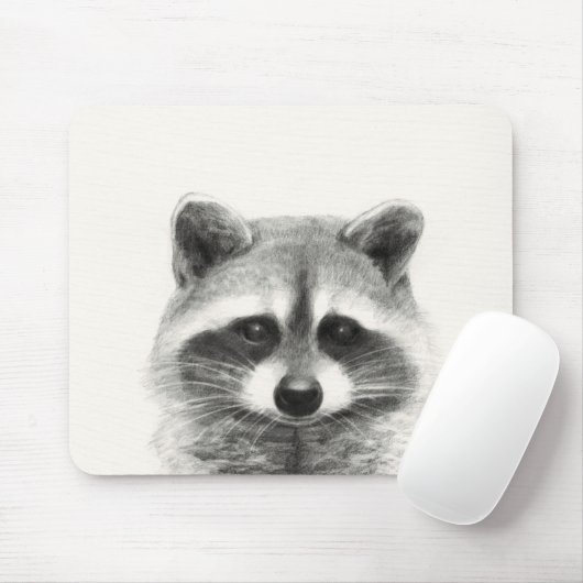 Tapis De Souris Dessin au crayon Raccoon (Avec souris)
