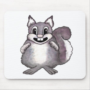 Tapis De Souris Dessin de bande dessinée d'écureuil heureux 