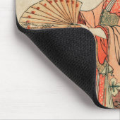 Tapis De Souris Dessin de bois japonais antique avec une femme (Coin)