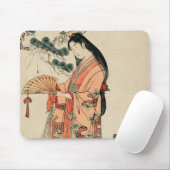 Tapis De Souris Dessin de bois japonais antique avec une femme (Avec souris)