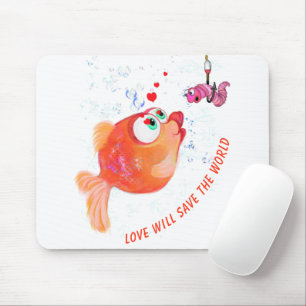 Tapis De Souris Dessin de dessin animé amusant pour le poisson et
