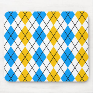 Tapis De Souris Dessin de diamant Argyle bleu jaune blanc