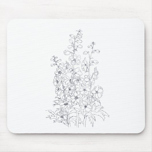Tapis De Souris dessin de fleur de larkspur de delphinium (Devant)