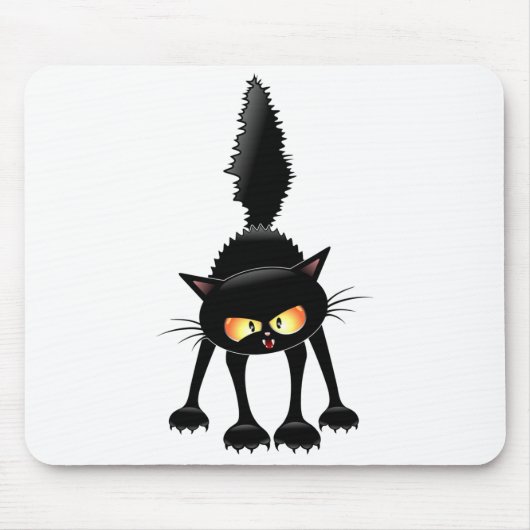 Tapis De Souris Dessin de Funny Fierce Black Cat (Devant)