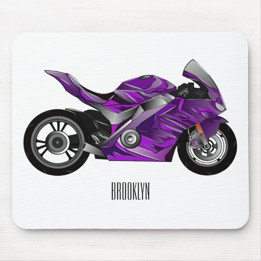 Tapis De Souris Dessin de moto de sport violet (Devant)