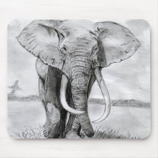 Tapis De Souris dessin d'éléphant africain dans la conception de (Devant)