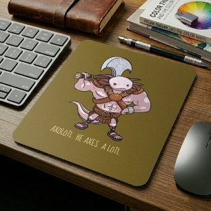 Tapis De Souris Dessin d'un axolotl avec une hache de gladiateur g