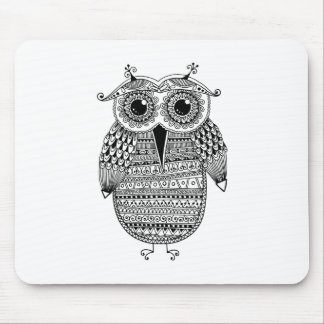 Tapis De Souris Dessin ethnique d'encre de hibou