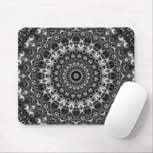 Tapis De Souris Dessin géométrique mandala noir et blanc