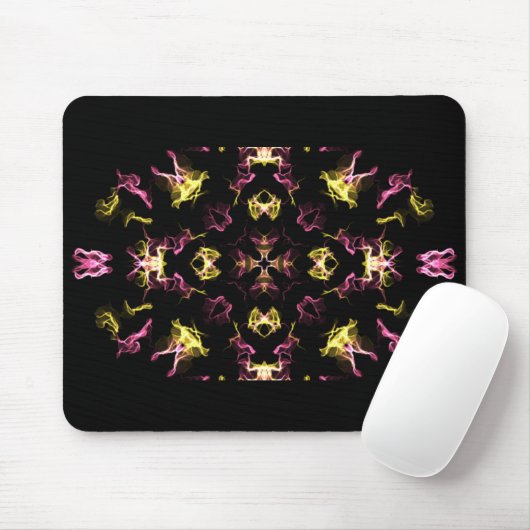 Tapis De Souris Dessin Mandala rose et jaune (Avec souris)
