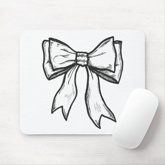 Tapis De Souris Dessin noir et blanc d'arc de ruban (Avec souris)