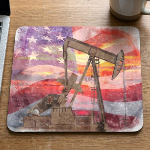 Tapis De Souris Dessin pastel du chevalet de pompage patriotique a