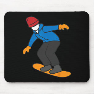 Tapis De Souris Dessin Snowboarder Illustration Plaisir Hiver Spor