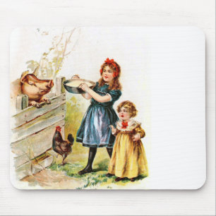 Tapis De Souris Dessin vintage : Alimentation du porc
