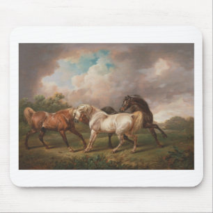 Tapis De Souris Destin de chevaux d'huile de peinture d'art de Cha