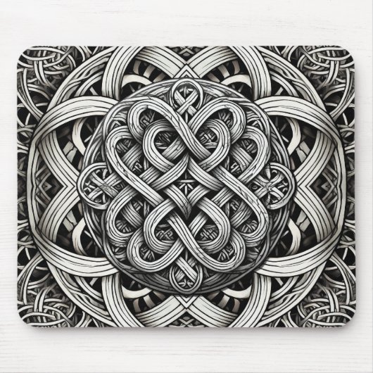 Tapis De Souris Détaillierte Schwarz-Weißer keltischer Knoten 0001 (Devant)