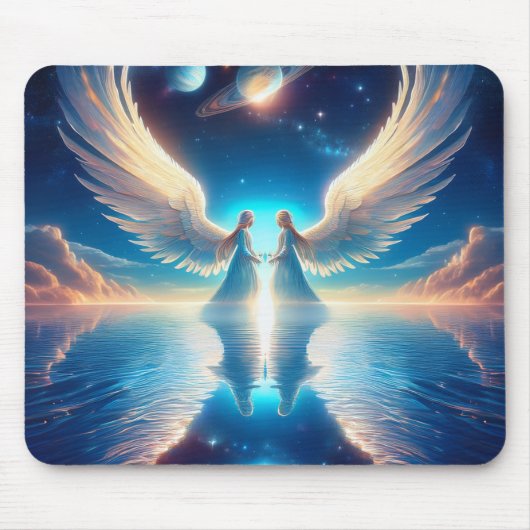 Tapis De Souris Deux anges dans les nuages Mousepad (Devant)