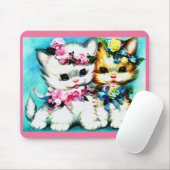 Tapis De Souris deux chatons et beaucoup de fleurs (Avec souris)
