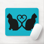 Tapis De Souris Deux Chats Coeur Silhouette Mousepad (Avec souris)