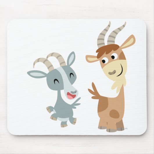 Tapis De Souris Deux chèvres heureuses mignonnes Mousepad de bande (Devant)