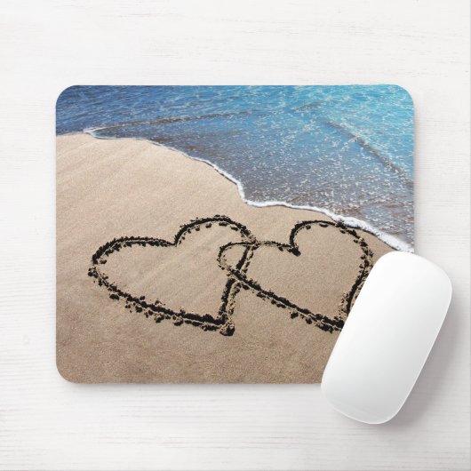 Tapis De Souris Deux Coeurs Dans Le Sable Mousepad (Avec souris)